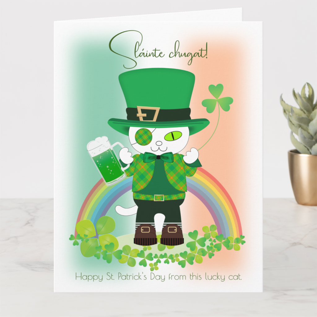 Celebrate St. Patrick's Day with a Lucky Cat Card