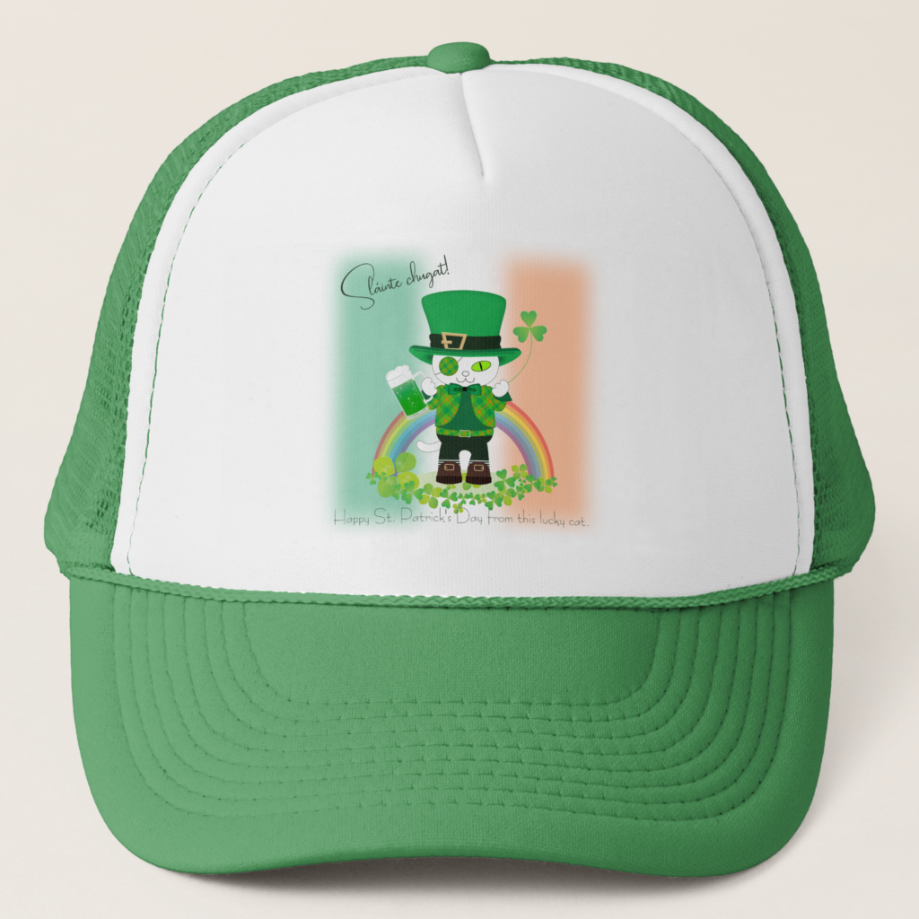 Celebrate St. Patrick's Day with a Lucky Cat Trucker Hat