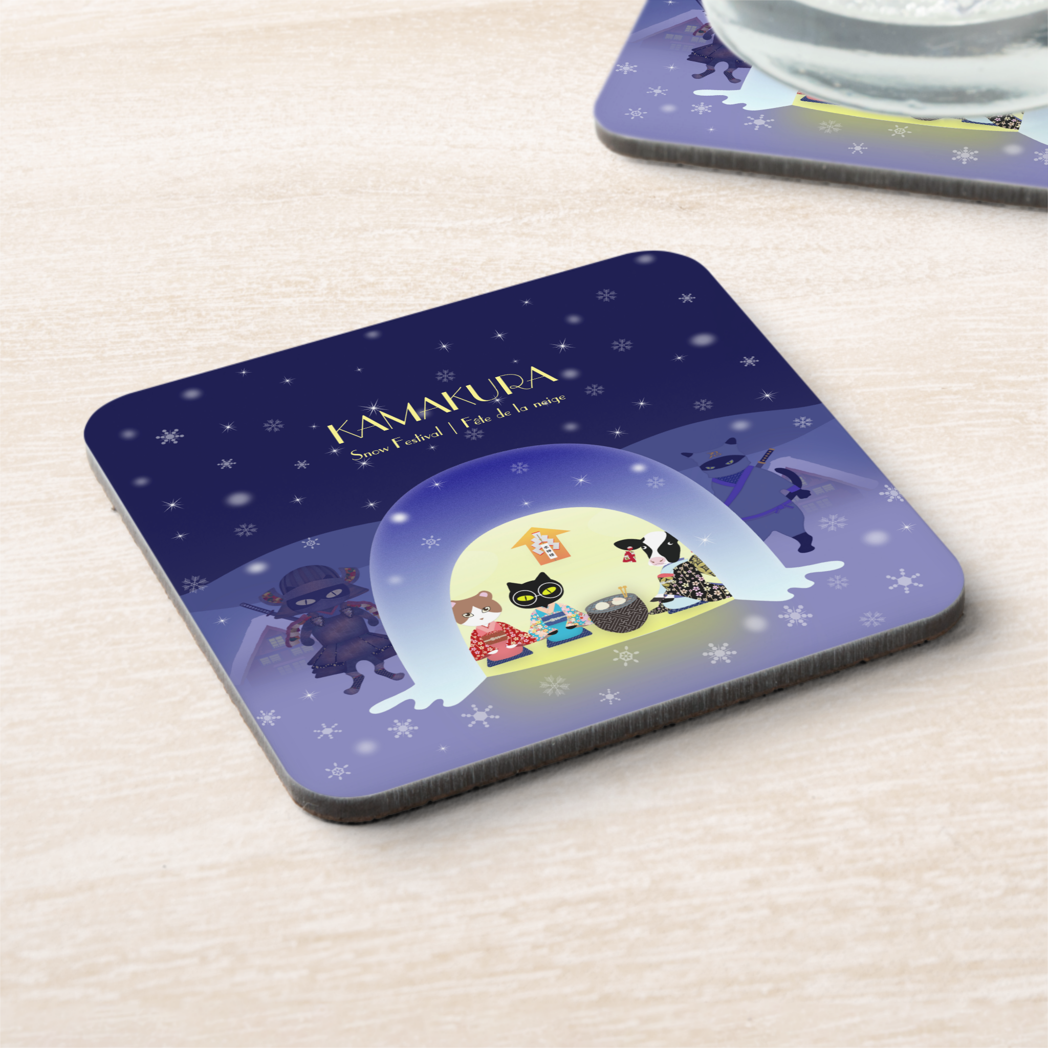 Edo-Neko's Kamakura Festivity Hard plastic coaster