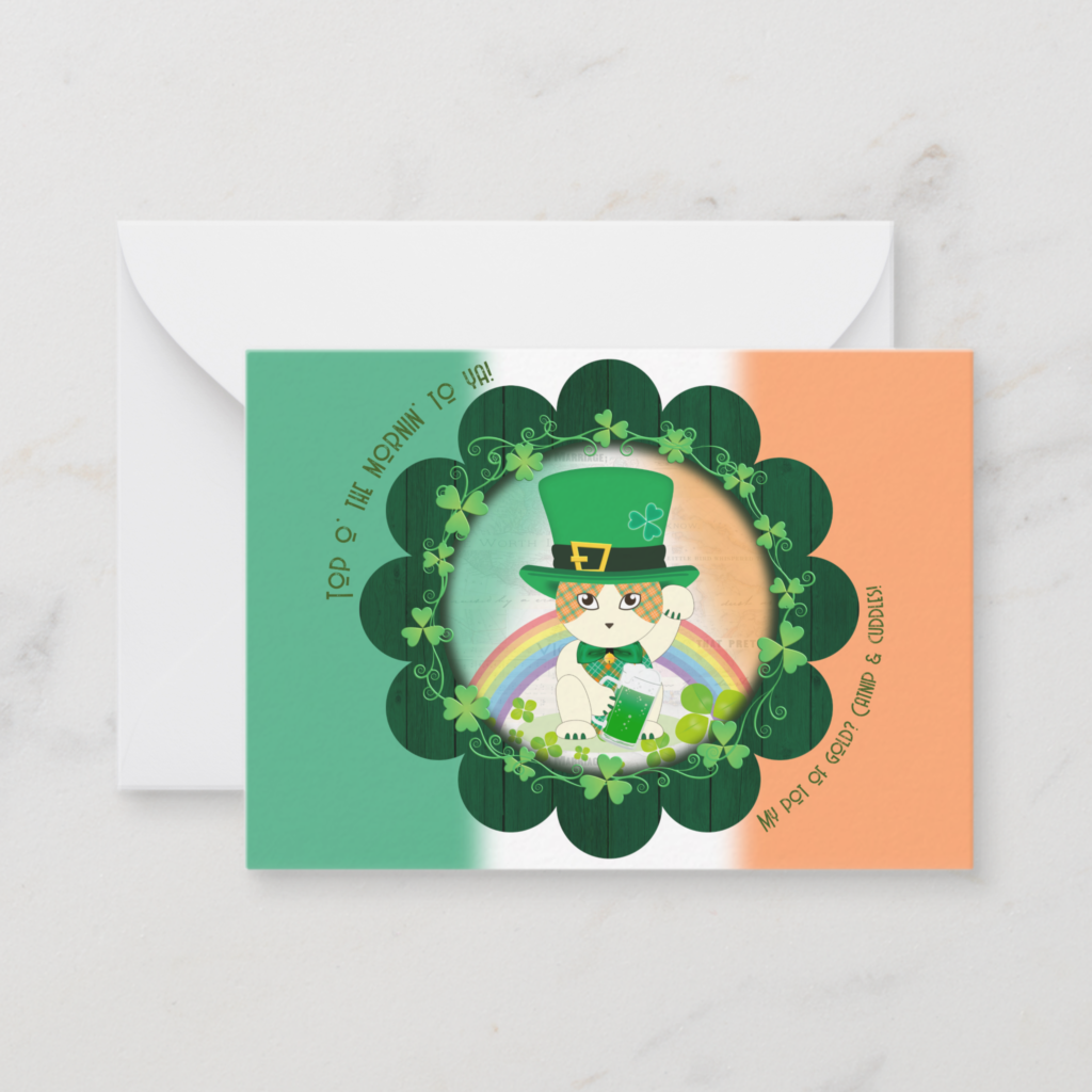 Jolly Ginger Tabby Irish Cheer Card