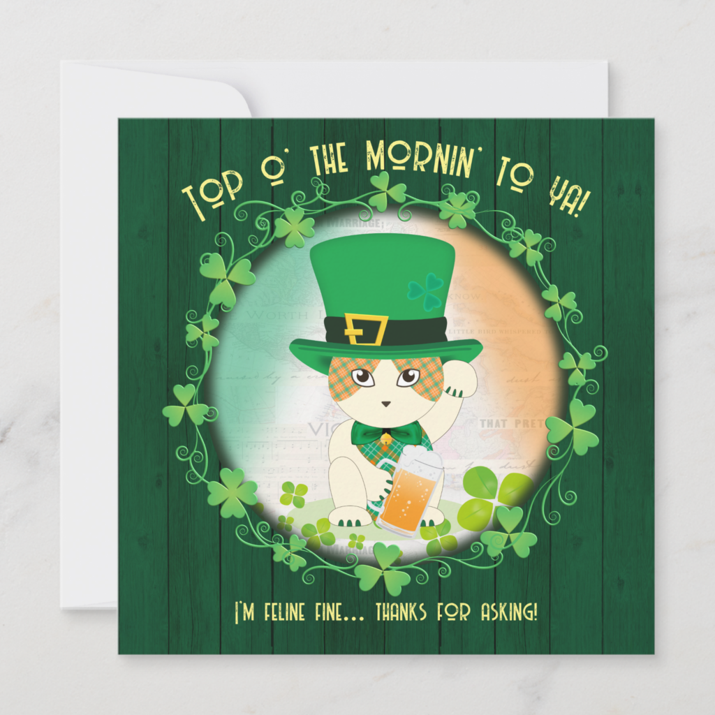 Jolly Ginger Tabby Irish Cheer Invitation