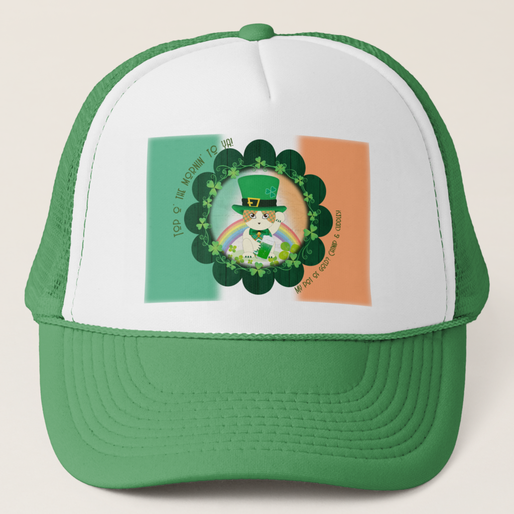 Jolly Ginger Tabby Irish Cheer Trucker Hat